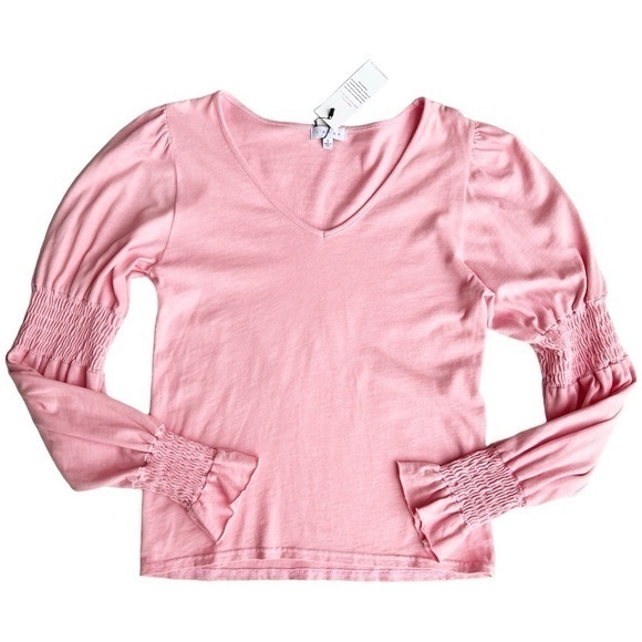 S'EDGE Pink‎ Rouched Long Sleeve Top Size Small - Picture 1 of 6